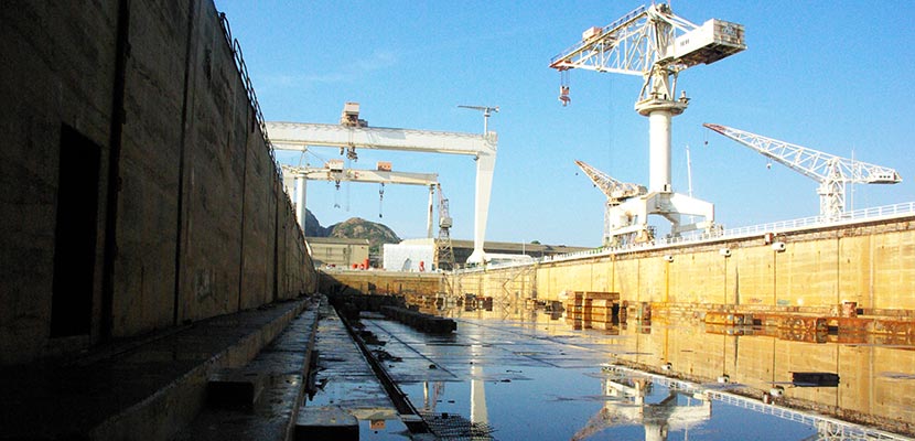 Reconstruction of the rabbet of the dry dock